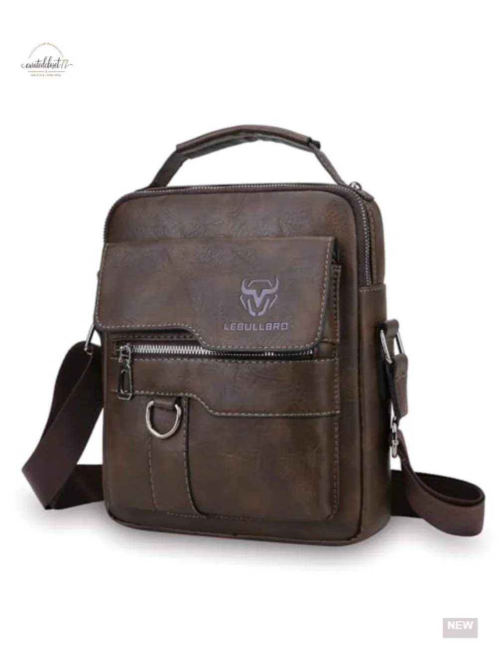 Retro Crossbody Messenger Bag with Multiple Pockets PU Leather